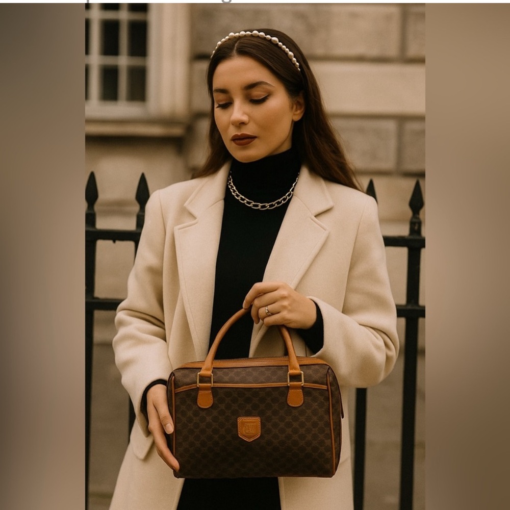 Celine Elegant Brown Macadam Satchel